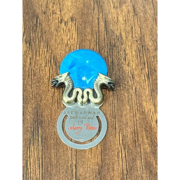 Harry Potter Slytherin Themed Metal book Bookmark Blue Stone Twin Snake Disney - Picture 1 of 5